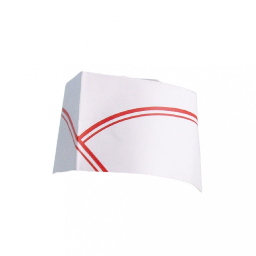 Garcia de Pou Pillbox Chef's Hat Red Stripes in Box, 28 cm Diameter, Paper, White, 28 x 30 x 30 cm