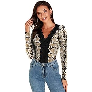 51cmtiUMfGL. SS300 VONDA Las mujeres atractivas de manga larga cuello en V de punto Tops de encaje floral slim fit blusas de señoras… 51cmtiUMfGL. SS300