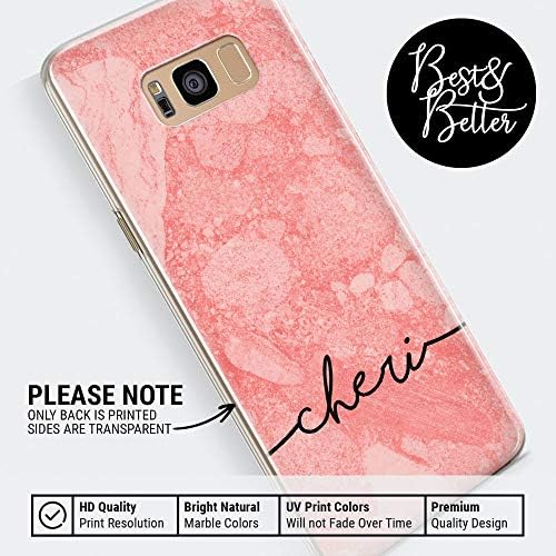 YPH Personalised Phone Case with Heart, Marble Rose, Custom Name, Pink Soft Gel for Samsung J8 (2018) - marble 3 - BB5