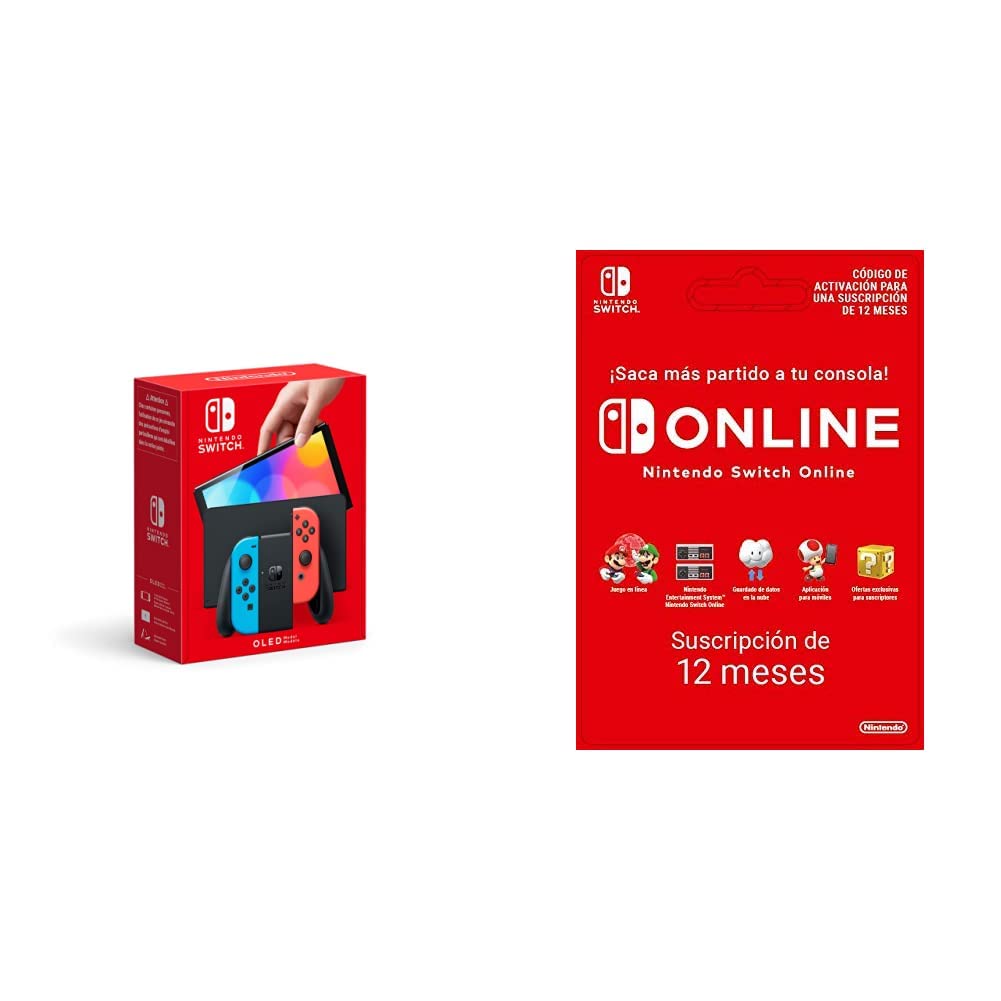 Nintendo-Switch-version-OLED-Azul-NeonRojo-Neon-Nintendo-Switch-Online-12-Meses-Codigo-de-descarga