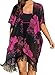 Lonatings Women Plus Size Chiffon Floral Swimsuit Cover up, One Size