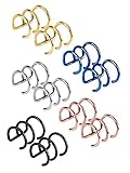 10 Pieces Stainless Steel Ear Cartilage Cuff Non Piercing Clip Ear Cuff Earrings for Women and Men, 5 Colors