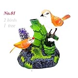 Sounds Control Chirping Bird Parrot Motion Sensor Christmas Ornament Real Singing Movement Battery Operated with Pen Holder Beautiful , Color May Vary