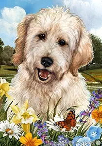 Best of Breed Goldendoodle White Summer Flowers Garden Flags
