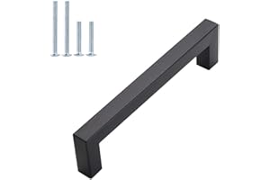 homdiy 10 Pack 5 Inch Black Cabinet Pulls Square Black Drawer Handles - Matte Black Kitchen Cabinet Handles Black Handles for Cabinets,Cupboard,Bathroom
