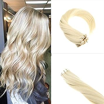 Sunny 60 White Blonde Tape In Hair Extensions Full Head 14 40pcs
