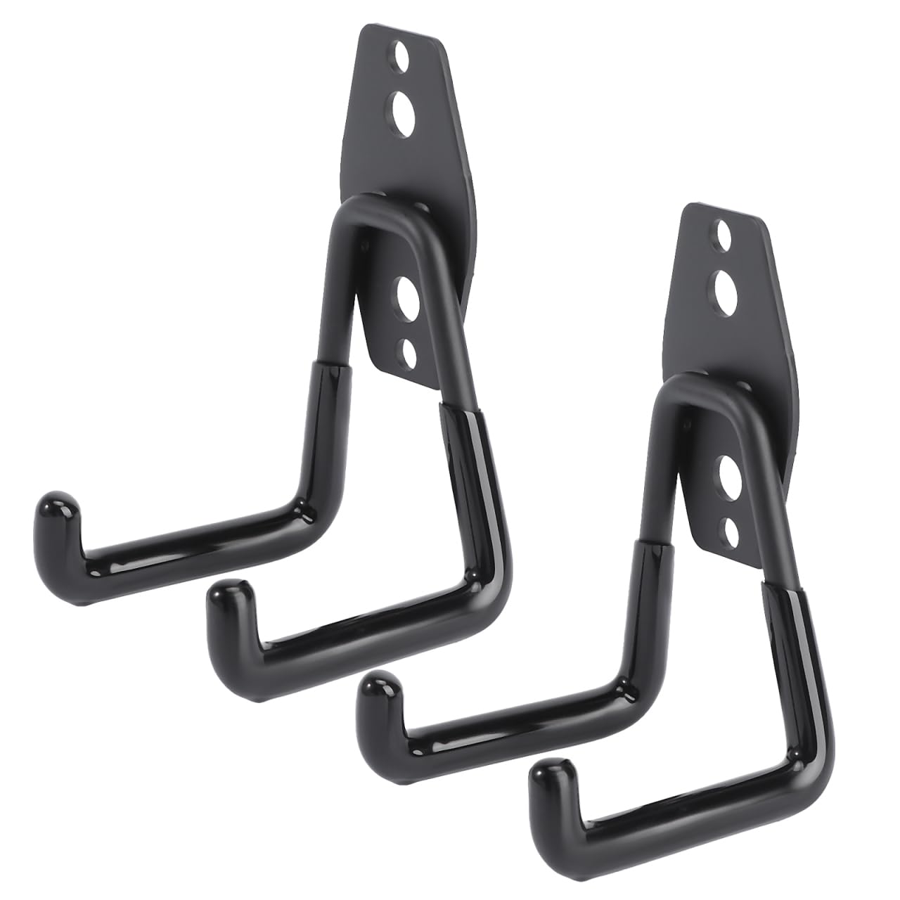 DOITOOL 2 Pieces Double Hook Garage Storage Hooks Wall Hook for Organizing Tools, Ladders, Bicycles (Black, 11 x 7 x 1 cm)