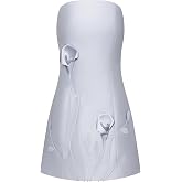 JW PEI Women's 3D Vine Floral Strapless Mini Dress