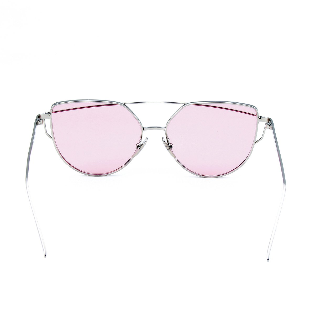 WISH CLUB Women Cat Eye Sunglasses Oversized Transparent Clear Fashion Lens Durable UV400 Glasses(Pink)