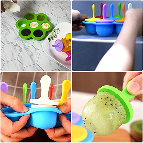 Mity rain 2 Pack Popsicles Molds 7cavity Mini Silicone Ice Pop Mold