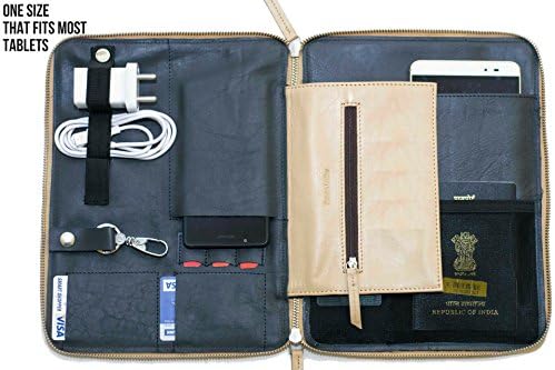 IFZA iPad Portfolio Galaxy Tab Sleeve Kindle Sleeve - Premium Leather Zip around Case. Pro 10.5,9.7,Air,Tab S2/S3