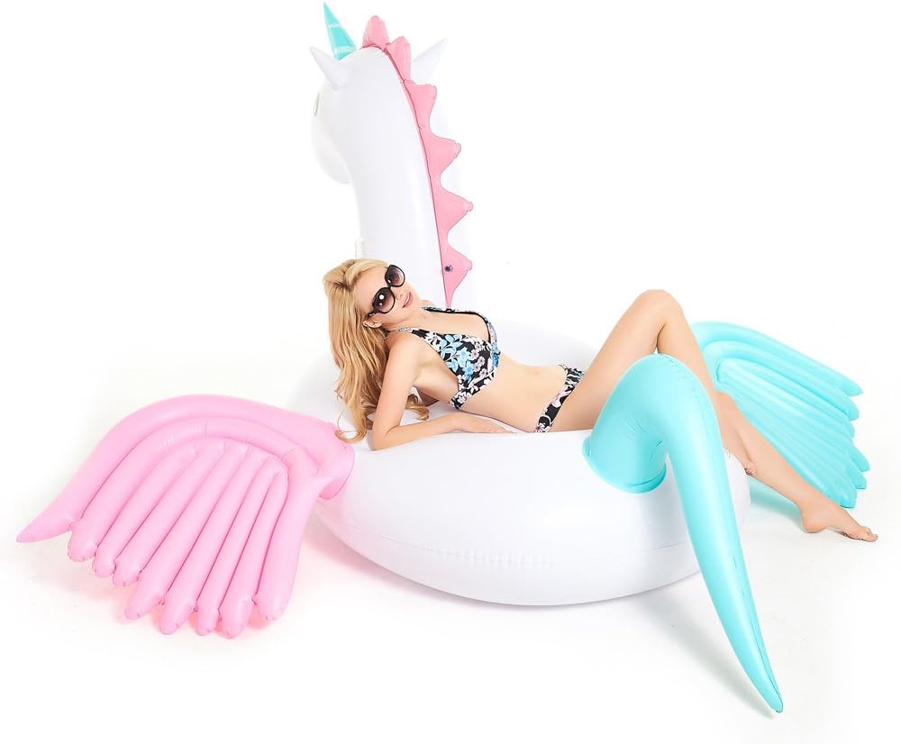 Funfloaty Giant Inflatable Unicorn Pool Float Swimming Pool Floatie Toy For Adults and Kids