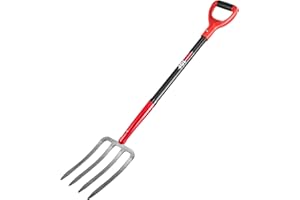 HANTOP 4-Tine Heavy Duty Pitchfork Digging Fork Garden Fork Pitch Forks with Fiberglass Handle for Gardening, Hay,Digging Potatos,43 inches