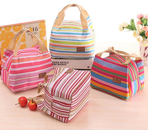 WITERY New Canvas Lunch Bag Tote Insulated Cooler Travel Zipper Lunch Box Sack Storage Carry Case Bag Lunch Kit - Thumbnail 2