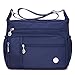 Waterproof Nylon Shoulder Crossbody Bags - Adjustable Shoulder Strap Handbag Multiple Zippered Elastic Pockets with Organizer fors Wallet, Passport, Boarding Pass, Water Resistant ( Navy Blue, ,Large)