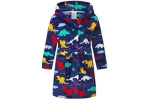 Tunoluker Boys Fleece Robe Sleepwear Hooded Plush Soft Bathrobe for Kids 2-16 Years