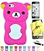 Bukit Cell ® Bundle - 4 Items: Bukit Cell ® HOT PINK 3D Teddy Bear Soft Silicone Case for iPhone 5C, Bukit Cell ® Cleaning Cloth, Screen Protector and Metallic Stylus Touch Pen with Anti Dust Plug