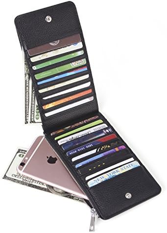 Noedy RFID Blocking Womens Genuine Leather Slim Card Organizer Wallet