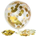 Kuuqa 12 Pieces Gold Confetti Filled Clear Balloons 12 Inches for Wedding Birthday Party Decorations