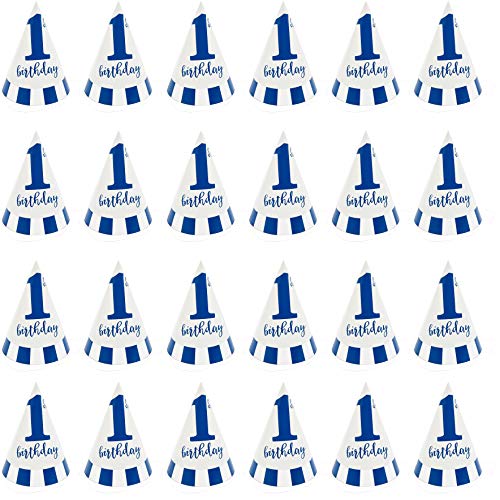 Blue Panda Boys 1st Birthday Paper Cone Party Hats - Pack of 24