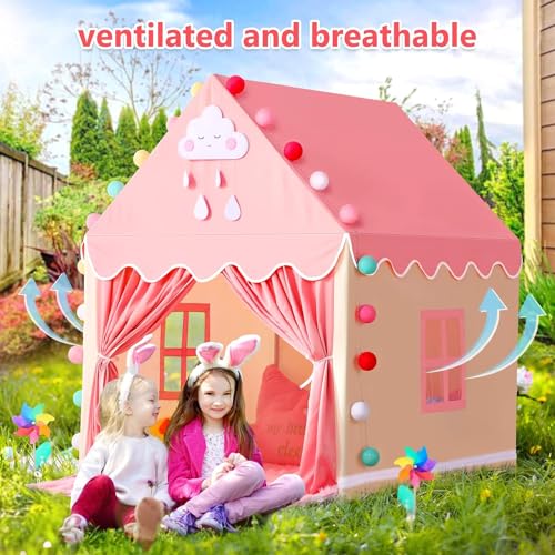 CENXI Kids Play Tent ，with Rug for Girls Large Fairy Playhouse for Kids Princess Castle Tent Gift Toys for Girl Toddler Children Play House (Tent with Rug)