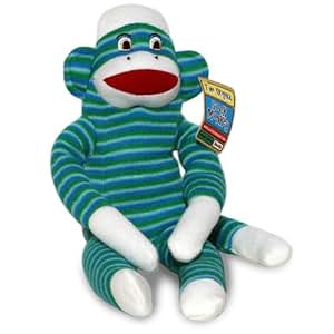 Amazon.com : The Original Sock Monkey - Blue and Green Stripes - 18