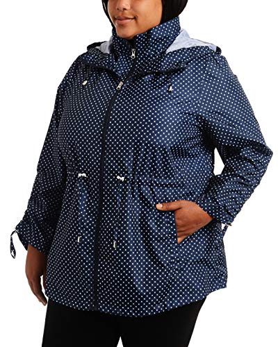 Details Women's Plus Size Packable Anorak Jacket, Stormy Night/White Hot, 3X