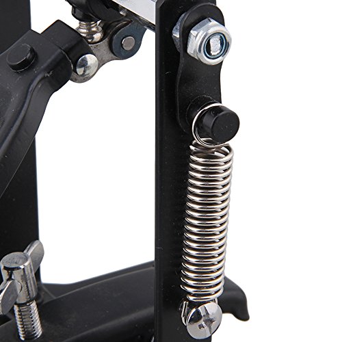 Yibuy Black Aluminum Rack Drum Pedal Set with Drum Beater Repair Kit