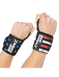 Muñequeras de apoyo para levantamiento de pesas: agarre estabilizador para mano derecha izquierda con ganchos para el pulgar   Envolturas de entrenamiento para crossfit, entrenamiento de fuerza, levantamiento de potencia y más   Par de padres de 17.7 in