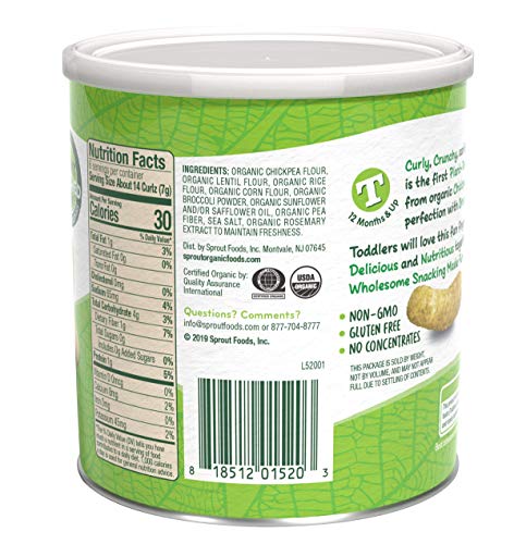 Sprout Organic Curlz Toddler Snacks, Broccoli, 1.48 Ounce (1 Count) Canister - medicalbooks.filipinodoctors.org