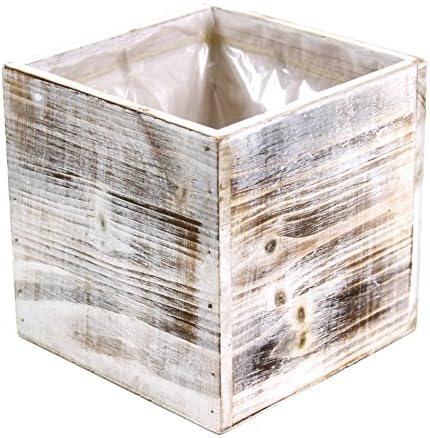 Koyal Wholesale Square Cube Shabby Chic Wood Vase (Pack of 6), 6", White