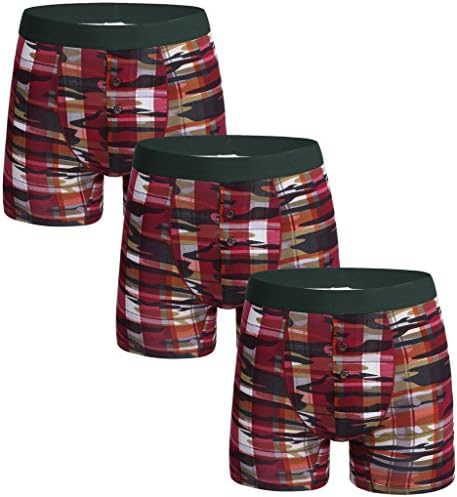 Best Companions Men's 3-pack Camo and checks Printed boxer shorts cotton Red Middle