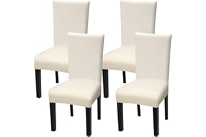 YISUN Stretch Dining Chair Covers, Removable Washable Anti-Dust Dining Chair Protector Cover Seat Slipcovers for Home, Kitchen, Hotel, Dining Room, Restaurant, Party (Beige Light, 4 PCS)