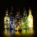 iGopeaks 6 Pcs Fairy String Lights Battery Operated Cork Lights for Wine Bottles Bottle DIY, Bedroom, Party, Table Decor, Christmas, Halloween, Wedding Centerpieces - Warm White