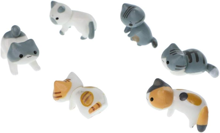 Tenlacum Creative Micro Fairy Garden Figurines Resin Mini Miniatures/Terrarium Decor DIY Ornaments Accessories (6pcs Cats #2)