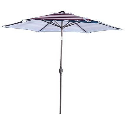 Abo Gear 9 Feet Outdoor Aluminum Patio Umbrella With Auto Tilt And Crank 8 Ribs Beige Polyester Umbrellas Shade Umbrellas
