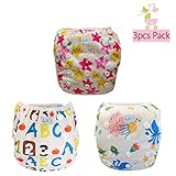 LBB Baby Swim Diapers(3 Pack) Reusable Fit baby 0-18 Months, Letters Blue Stripes and Starfishes
