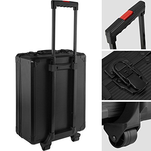 TecTake 899 teiliger Alu Werkzeugkoffer Trolley mit Werkzeug gefüllt, 4 Ebenen, Teleskopgriff, schwarz – Bild 7