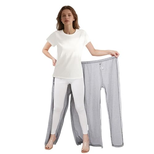 LAROTSUBA Bedridden Patient Clothing,Patient Care Trousers，Full Open Post Surgery Pants,Patient Care Pants for Home Care,Post Surgery,Elderly,Fracture,Rehab(Long,Grey,XL), X-Large, Gray