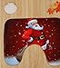 Flower Tiger Merry Christmas Snowman Bath Mat Set,3 Piece Bathroom Mats Set Non-Slip Bathroom Rugs/Contour Mat/Toilet Cover (Santa Claus with Present)