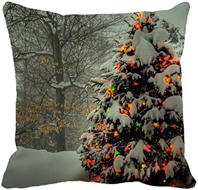 Decrotive Pillow Cases Christmas Tree Outside Cushion Cover 18" x 18"