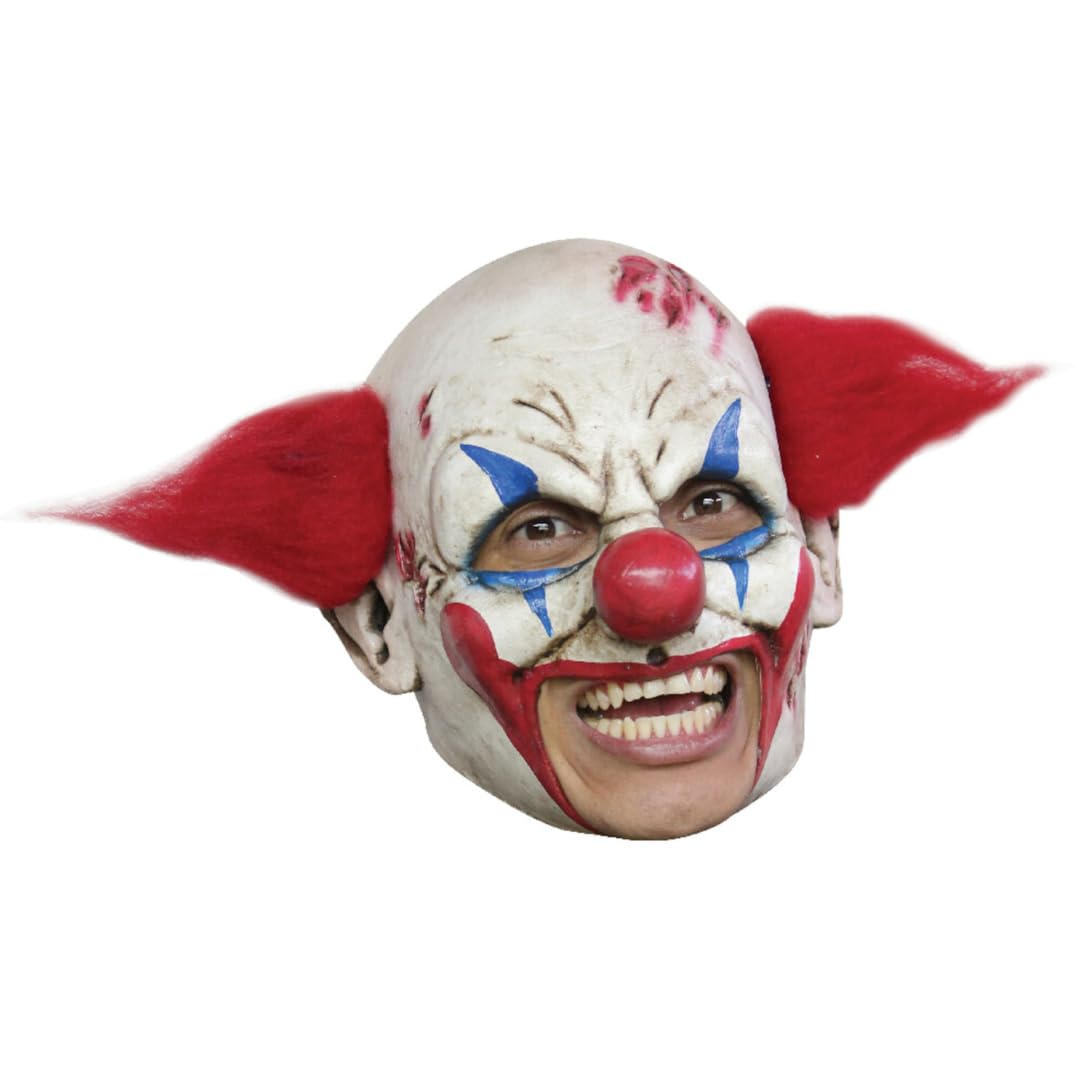 Scary Clown Deluxe Chinless Halloween Head Mask With Chinstrap Mask