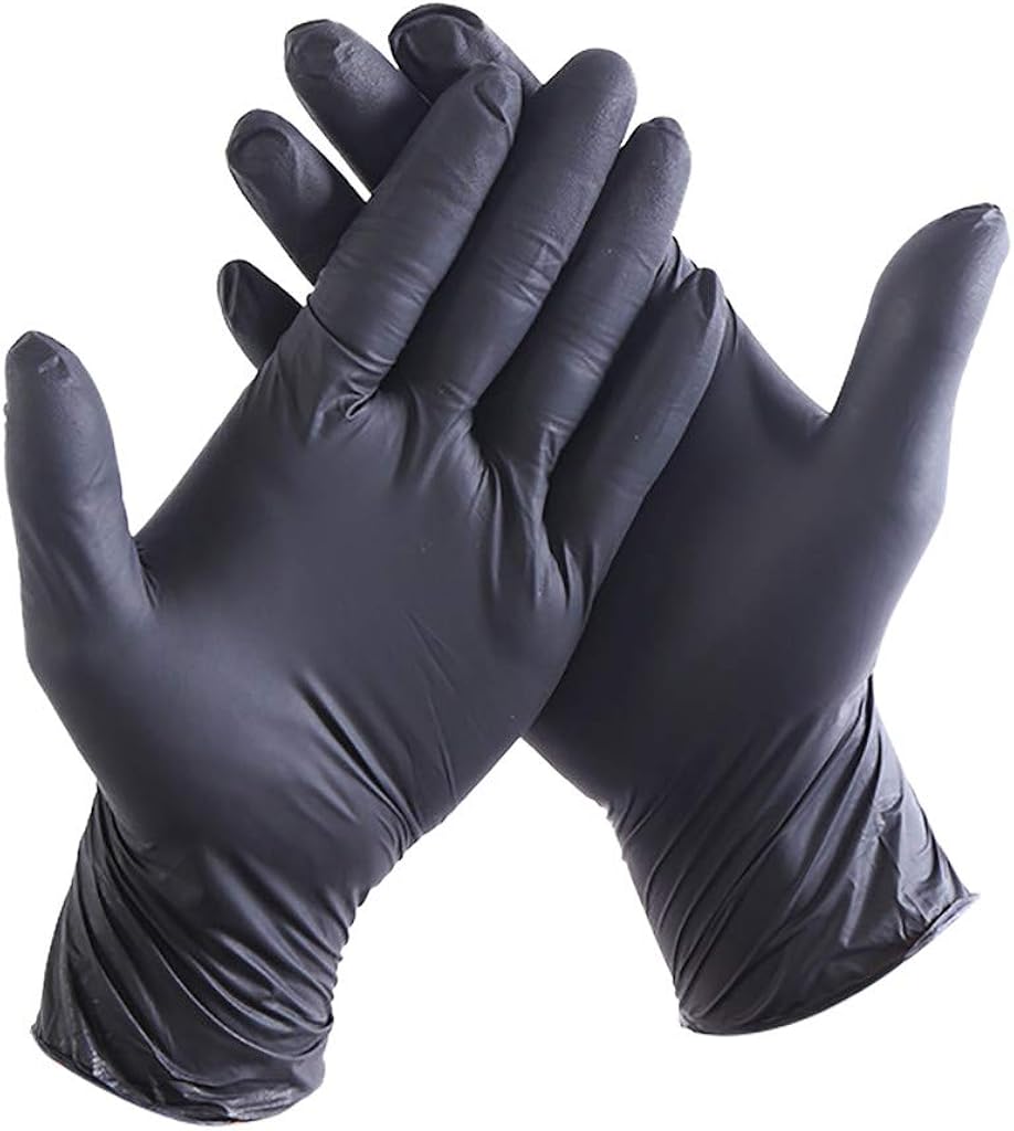 Nebwe Gloves Disposable Latex Free Black Dishwashing Kitchen Work Rubber Garden Glove 100p