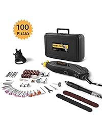 DETLEV PRO - Kit de herramientas giratorias con 100 accesorios, 6 velocidades variables con eje flexible para corte lijado y pulido, RTM4132-10E