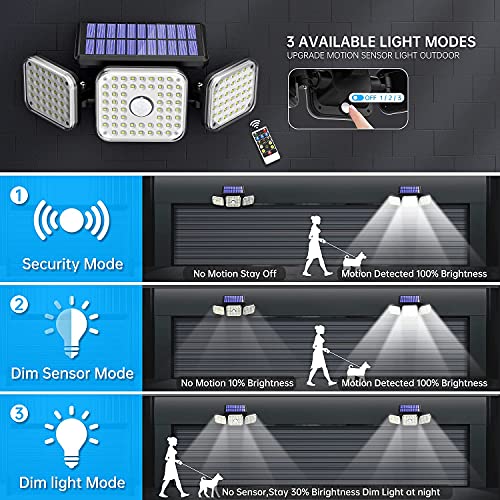 Solar Lights Outdoor, 132 LED 1500LM Solar Security Flood Lights with Remote Control, Wireless