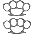 (NOT Real) Brass Knuckles Street (2 Pack) Stickers - Size: 5", Color: Silver - Windows, Walls, Bumpers, Laptop, Lockers, etc.
