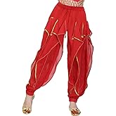 Belly Dance Pants Chiffon Indian Dance Spinning Pants Leg Binding Sequins Performance Clothes Practice Performance Dance
