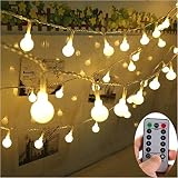 Yesee 33ft 80 LEDs Battery Operated String Lights Globe Fairy Lights with Remote Control for Outdoor/Indoor Bedroom,Garden,Christmas Tree[8 Modes,Timer ] (Warm White)