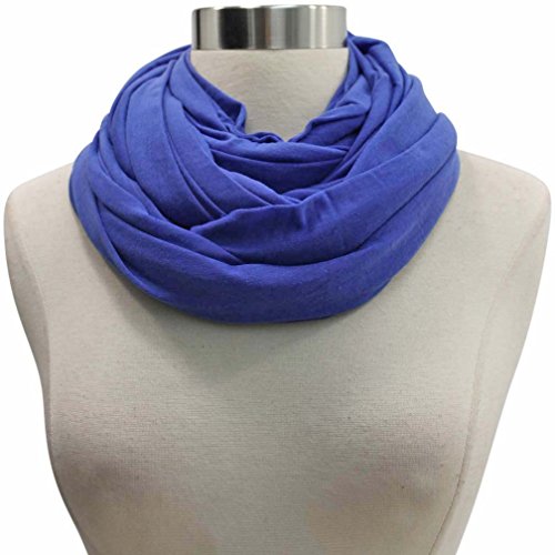 Blue Long Jersey Knit Circle Infinity Scarf