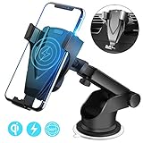 Wireless Car Charger Mount, MANCASSY Infrared Induction Auto Clamping Qi Fast Charging Car Mount, Windshield&Dashboard&Air Vent Phone Holder Compatible with iPhone/Xs/Max/XR/X/8/Plus, Samsung S10/S9